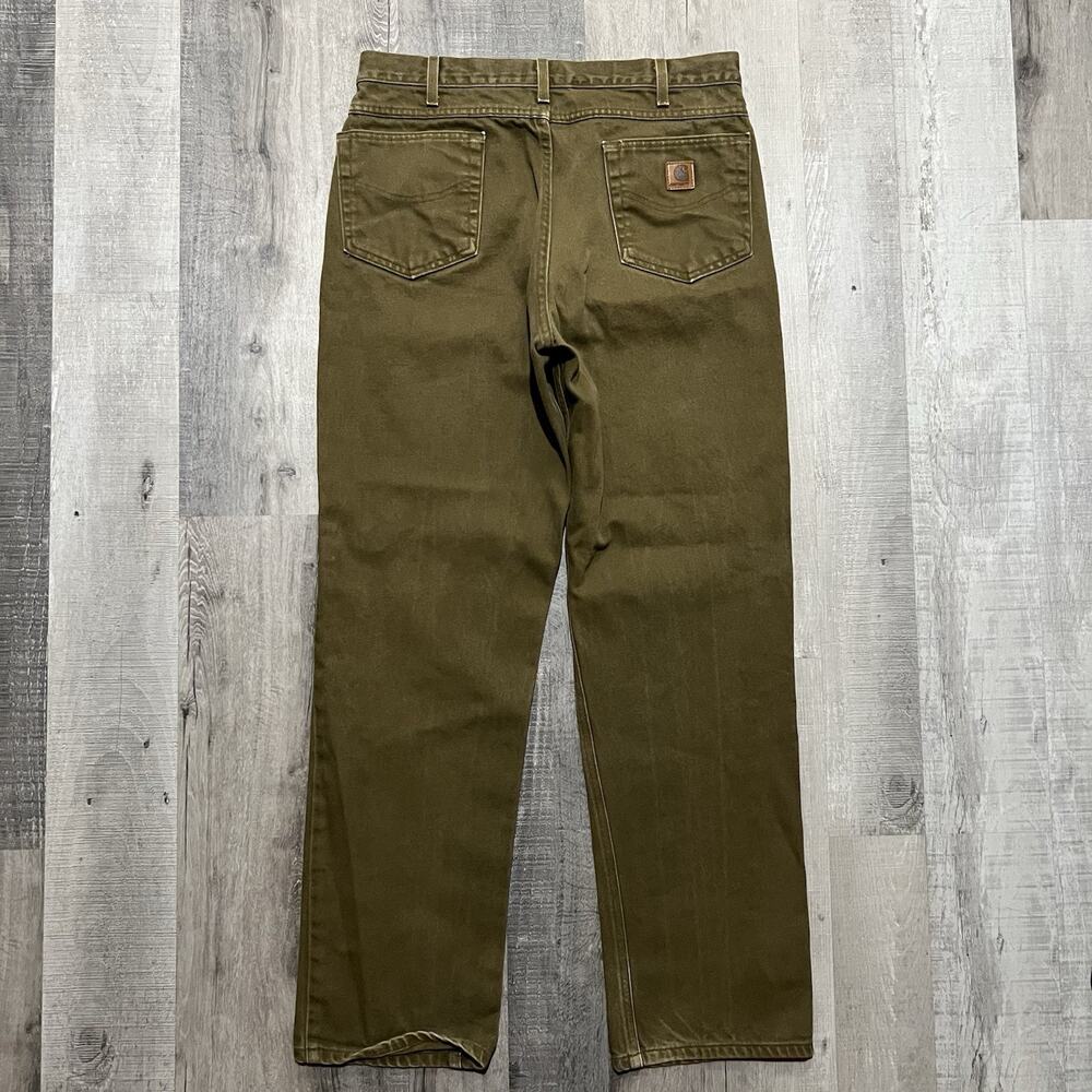 Vintage Carhartt Relaxed Fit Straight Leg Jeans B161BRK Green Denim Men's Sz 36